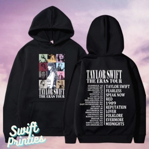 Taylor Eras Tour Hoodie TS 1989 Sweatshirt Swiftie Merch Taylor Merch Taylor Fans Gift Lover Eras Tour Folklore Evermore Reputation Black