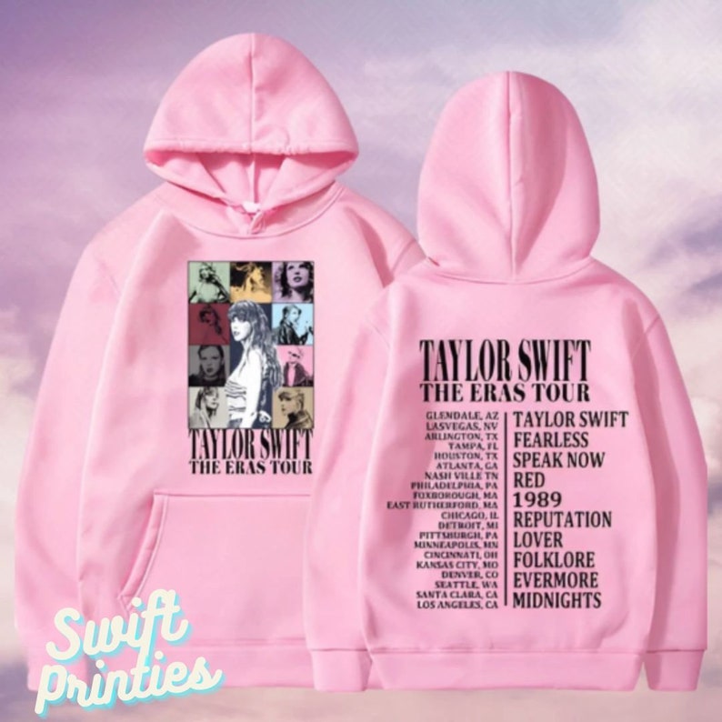 Taylor Eras Tour Hoodie TS 1989 Sweatshirt Swiftie Merch Taylor Merch Taylor Fans Gift Lover Eras Tour Folklore Evermore Reputation Pink