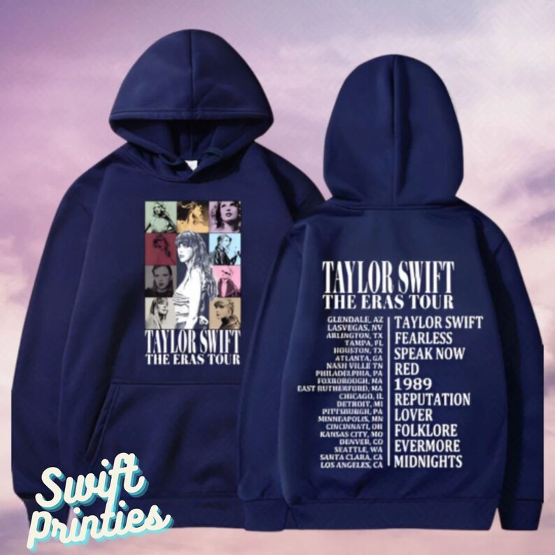 Taylor Eras Tour Hoodie TS 1989 Sweatshirt Swiftie Merch Taylor Merch Taylor Fans Gift Lover Eras Tour Folklore Evermore Reputation Blue