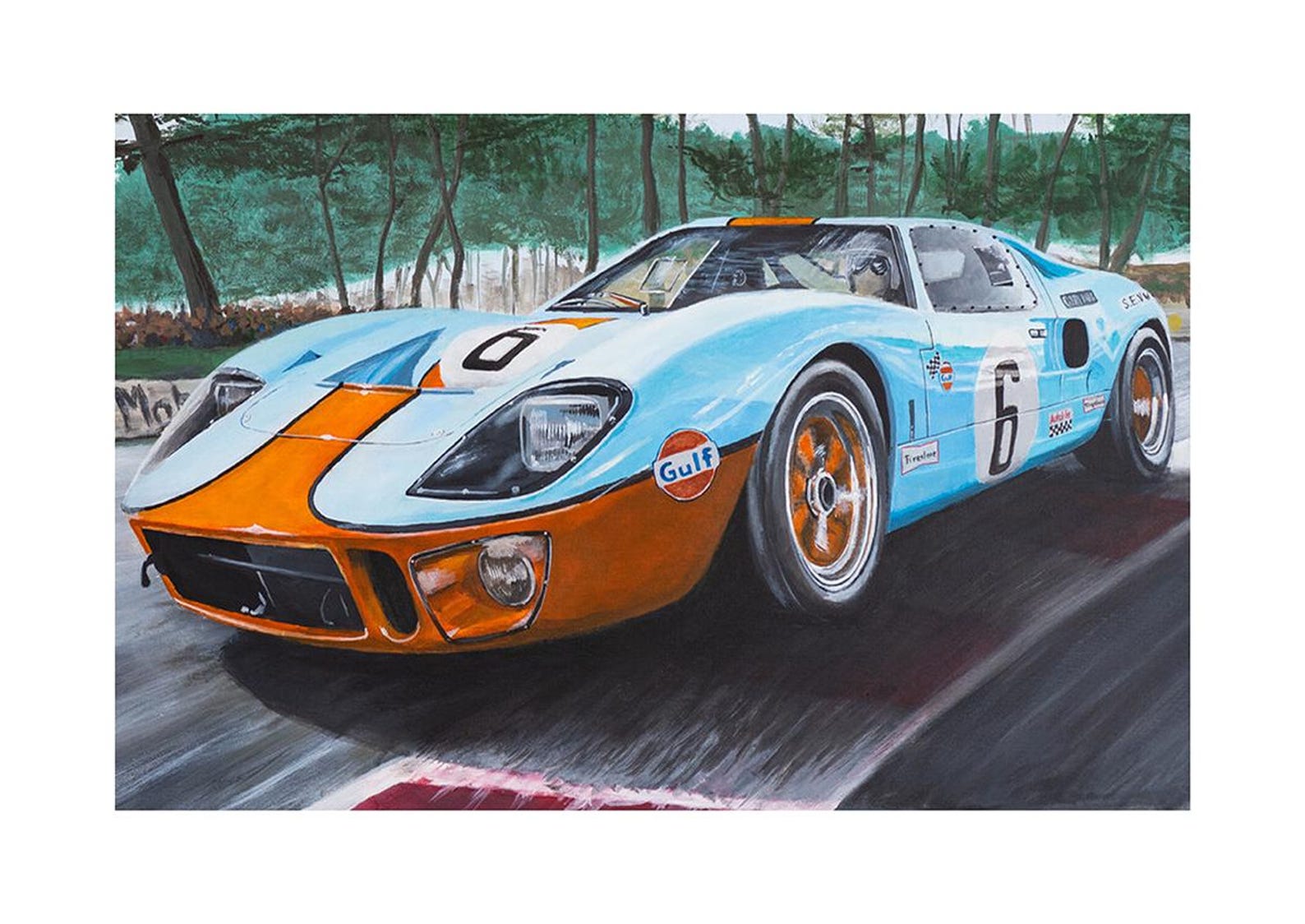 Ford GT40 Le Mans Art Poster Print Wall Art Motorsport Motor Racing ...