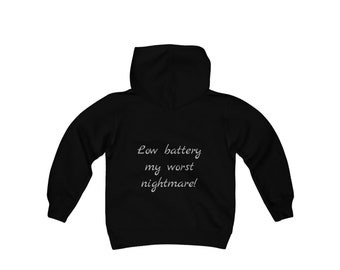 I'm Gen Alpha - Youth Heavy Blend Hooded Sweatshirt - Low battery my worst nightmare!