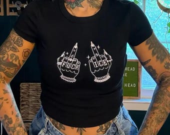 Embroidered Give ICE The Finger Shirt (Sold Out Baby Tee), Abolish Ice Shirt, Anti-Trump, LA Ice Protest Tee, Pro Immigration Shirt