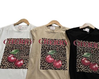Rhinestone Cherry Shirt, Vintage Cherry Hoodie, Retro Cherry Vintage Graphic T-shirt, Retro Cherry Fruit Sweatshirt, Cherry Tee