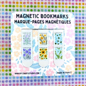 Marque-pages magnétiques pour galerie de fleurs, lot de trois mignons marque-pages fleurs sauvages, marque-page sur le thème de la nature, cadeau lecteur, marqueur de page jardin mignon