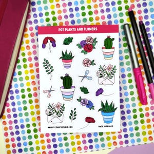 Topf Pflanzen und Blumen Aufkleber Blatt, Garten Journal Aufkleber, Frühling Planer Aufkleber, niedliche Aufkleber, Basteln, Scrapbooking, gemütliche Kunst