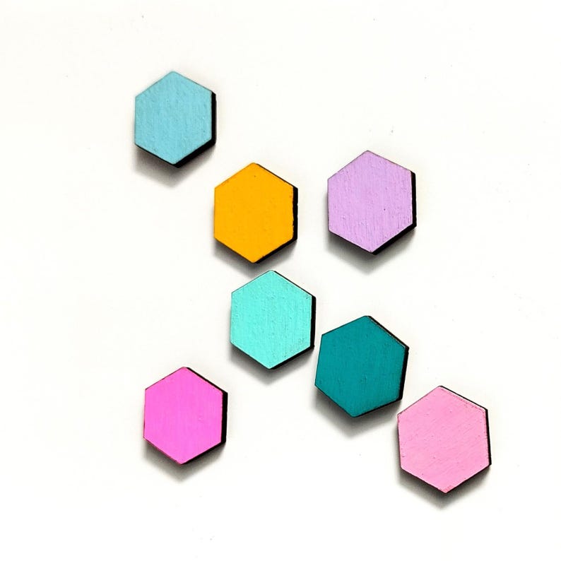 Hexagonal Magnet Hexagonal Wooden Fridge Magnet Set, Bright Hexagon Magnets for ...