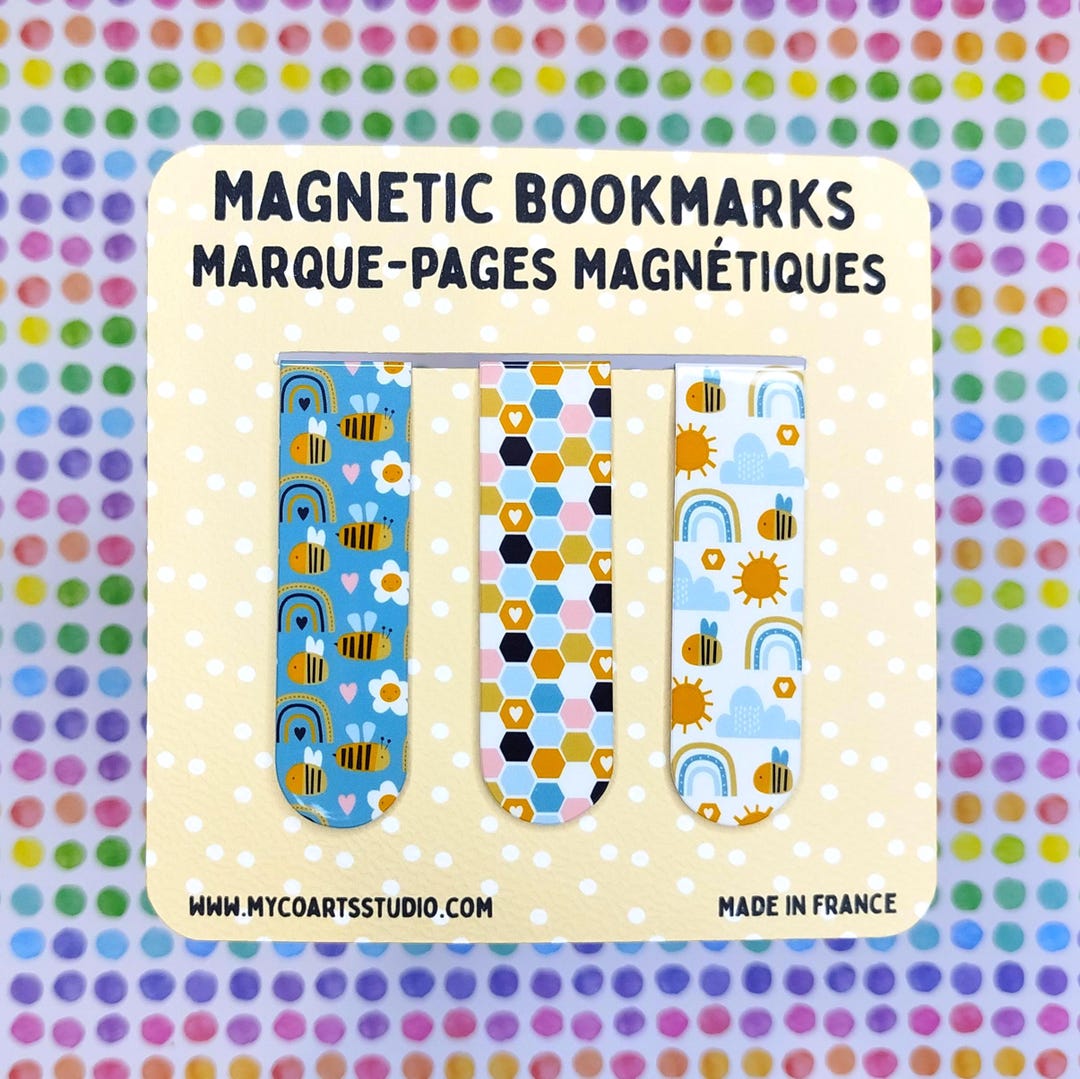 Little Bees Magnetic Bookmarks, Set of Three Cute Bumble Bee Bookmarks ...