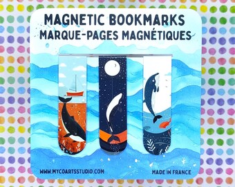 Magnetische bladwijzers walvis, set van drie schattige bladwijzers zeedieren, bladwijzer cadeau onderwaterthema, s Ocean Creature Page Marker