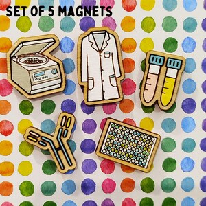 Life Science Magnets Immunology Theme Wooden Fridge Magnet Set, Five Wood Science Magnets ...
