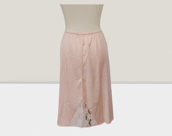 Vintage Maidenform Lingerie Half Slip, Lace, Peach Sz M Union Made, Slit