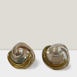 Orecchini rotondi a spirale bicolore in argento sterling 925. Messico