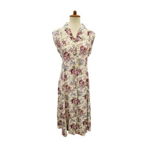 Vintage Floral Dress, Sleeveless, Lace Details, Size 10