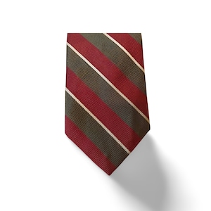 Vintage cosido a mano 100% seda rojo, oro, crema diagonal rayas Robert Talbott corbata, corbata