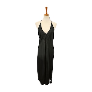 Vintage Uluwatu Black Halter Dress | Embroidery | Rayon | XL