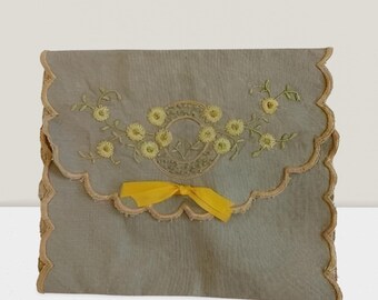 Vintage Hand Embroidered Glove Bag 1950s Storage Pouch - Etsy