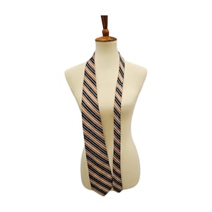 Saks Fifth Avenue Vintage Silk Tie Navy Blue Striped Necktie 60”