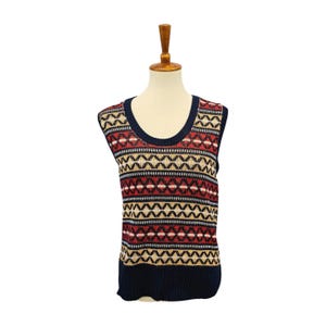 Vintage Fair Isle Pullover Weste - 80er Jahre Barclay Strick, Unisex Pullover, Academia Style