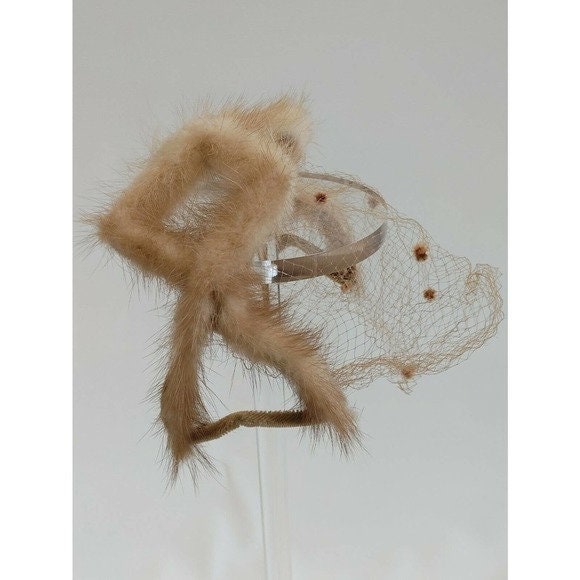 Vintage Fur Head Band With Net - Etsy display picture 1