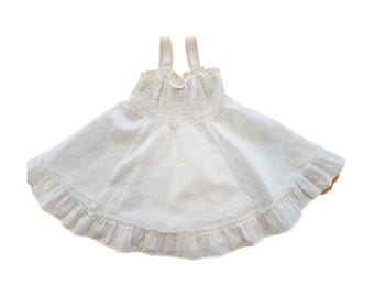 Vintage Girls White Nylon Slip, Lace Trim and Ruffled Hem