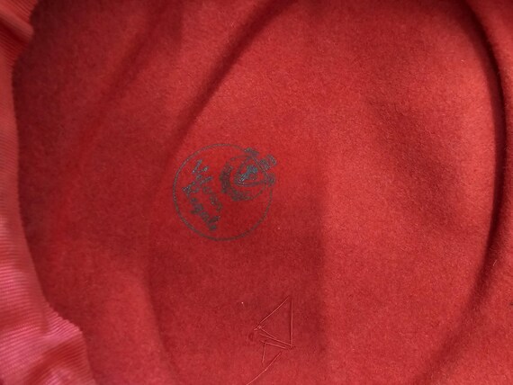 Vintage Wethern’s Red Feather Velour Hat Velour R… - image 7