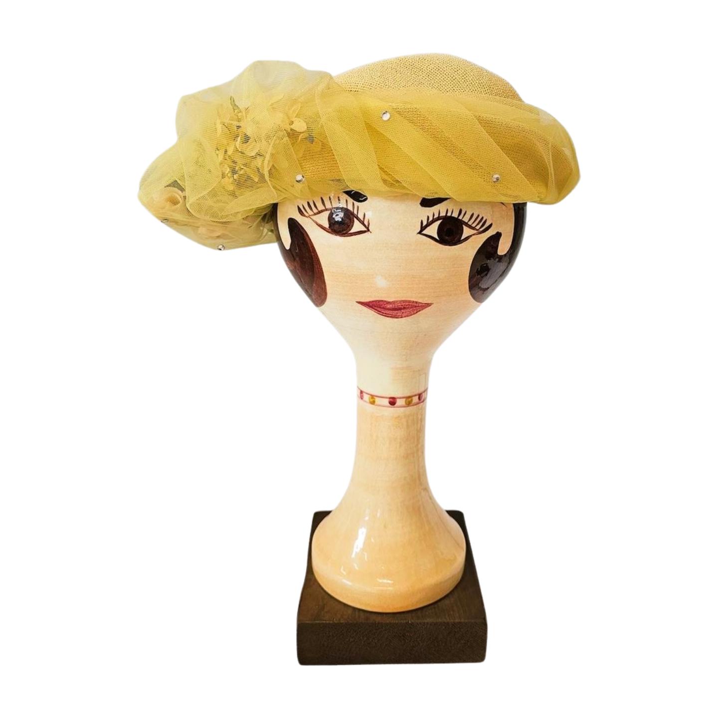 Vintage Yellow Hat Tulle Netting Flowers 1950s Retro Glam - Etsy display picture 3