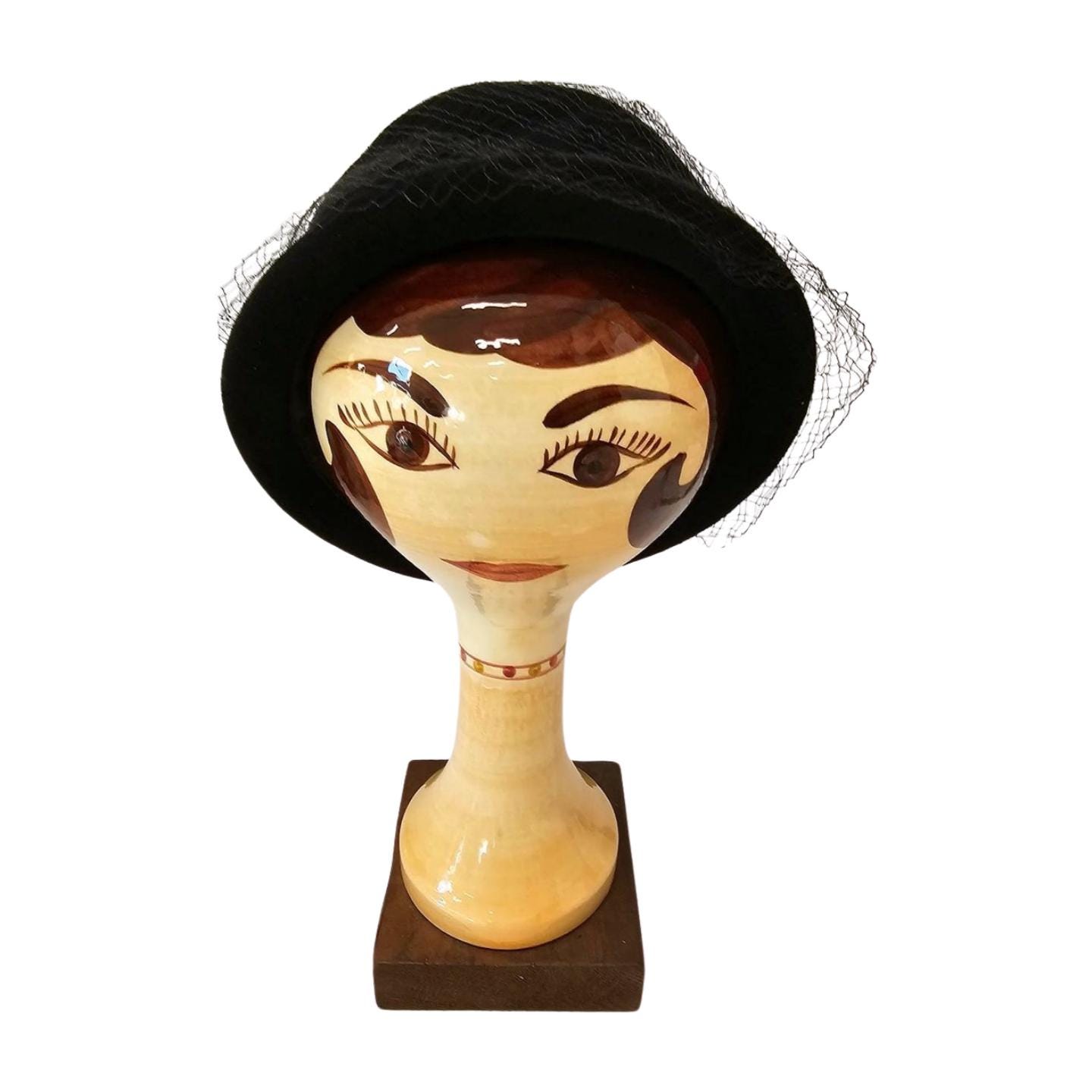 Vintage 1950s Walter King Black Peachbloom Velour Hat 