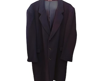 Vintage Mens Black Long Cashmere Wool Blend Coat - Etsy