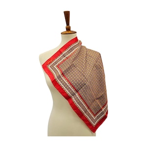 Vintage Burmel Silk & Rayon Scarf – Red, Gold, Made in Japan, 50s, Mid Century