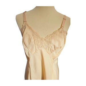 Vintage Wonder Maid Beige Full Slip with Lace Trim