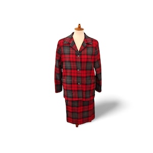 Vintage Wool Plaid Suit Red Black Wrap Skirt Small 6