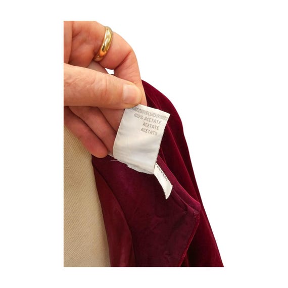 Vintage deep red, wine velvet dress, shoulder pad… - image 7