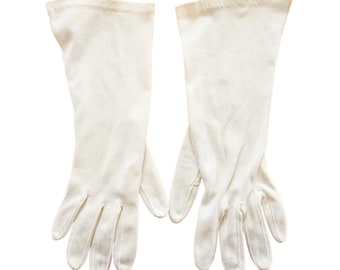 Vintage 1960s Mr. John White Cotton Dress Gloves Mid-Length