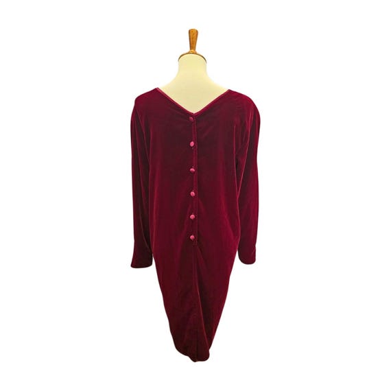 Vintage deep red, wine velvet dress, shoulder pad… - image 3