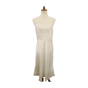 1960s NWT Colony Club White Full Slip, Pleated Lace & Floral Embroidery, Size 38