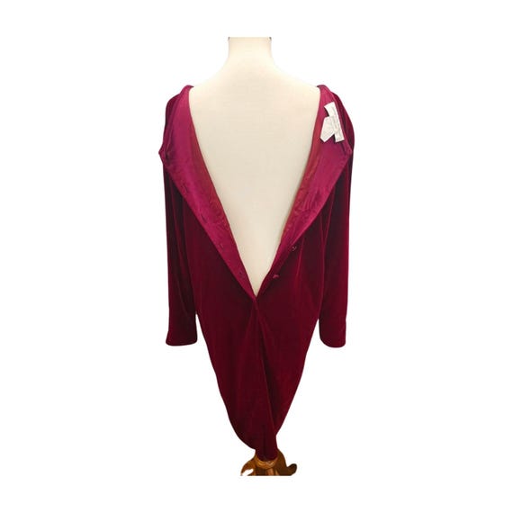 Vintage deep red, wine velvet dress, shoulder pad… - image 5