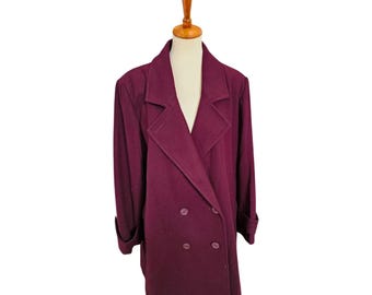 Abrigo vintage de mezcla de lana burdeos 22W / Chaqueta de invierno cruzada de Chelsea Studio, talla grande