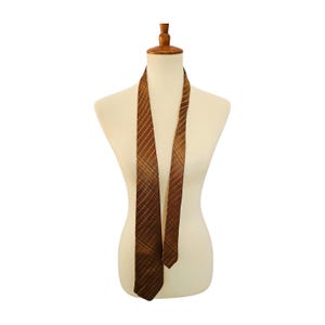 Vintage 1960s Mitzi Cravat Tie – Bold Orange & Brown Stripes