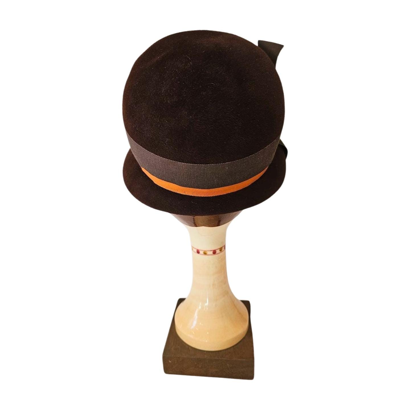 Vintage Brown Art Deco Velour Merrimac hat Union Made in 1950’s Cornflower blue hat with 1950s feel main image 2