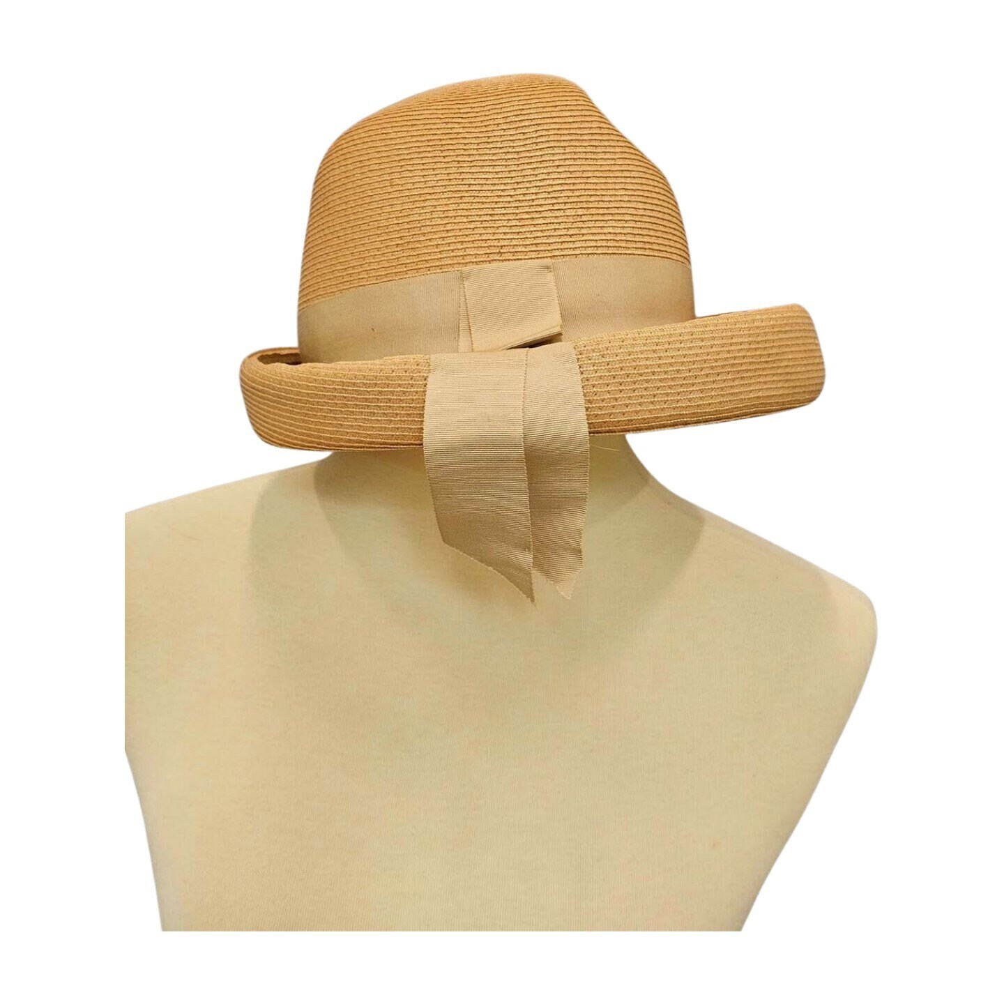 Vintage Cloche-Style Hat & Matching Grosgrain Ribbon Band Vintage Union Label Cloche Style Brimmed Hat With Grosgrain  main image 4