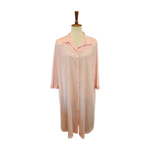 Vintage Vanity Fair Satin Trim V-Neck Button Front Robe, M