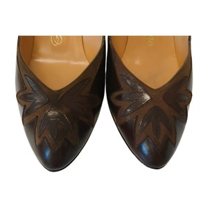Vintage Amano Brown Leather Heels, Shoes, Details, 8 1/2