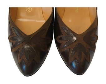 Vintage Amano Brown Leather Heels, Shoes, Details, 8 1/2