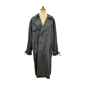 Vintage London Fog Trench Coat Men's 44R Charcoal Black Zip Lining