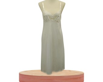 Vtg Vassarette Full Slip White Nylon Lace Sz 36 Made In USA