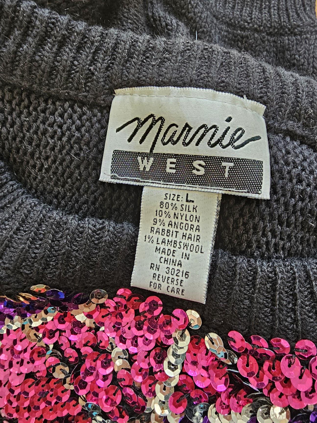 Vintage 80s Marnie West Silk Angora Sequin Sweater Size Large - Etsy