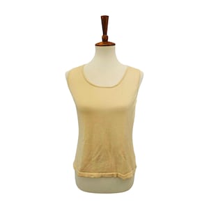Vintage Rena Rowan Pale Yellow Silk Tank Top – Size Medium