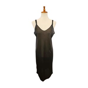 Vintage Black Slip Dress Satin Strap Medium