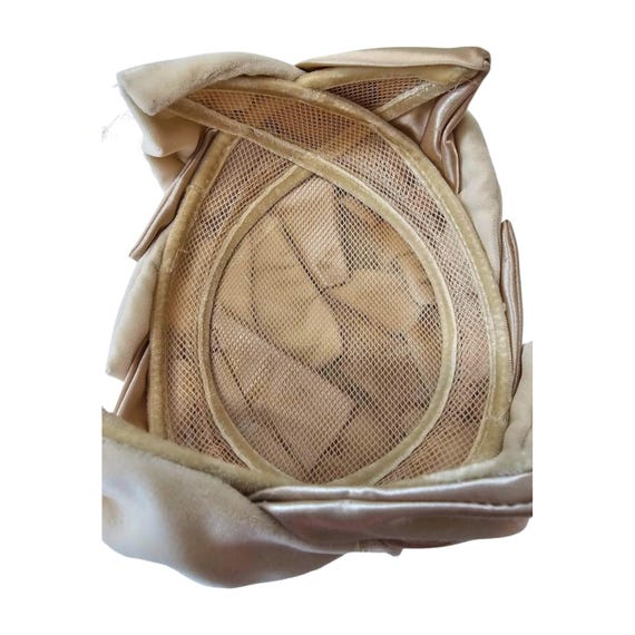 1950s Champagne Satin & Velvet Cocktail Hat with … - image 10