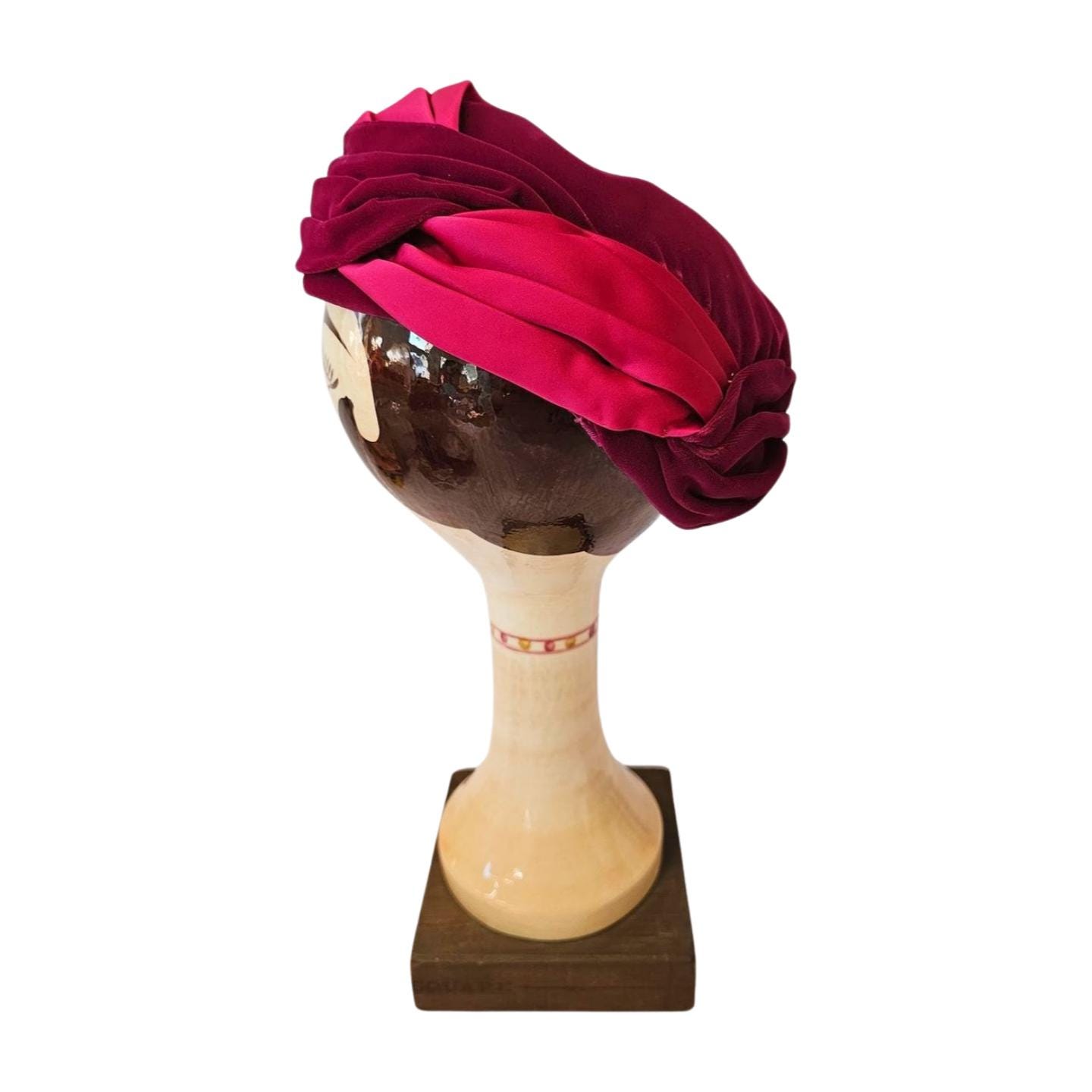Vintage Red Velvet Satin Hat 1950s Turban Style - Etsy Israel
