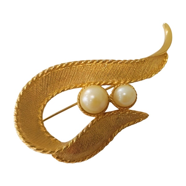 60s 70s Sarah Coventry Symphony Brooch Pin Gold Pearls